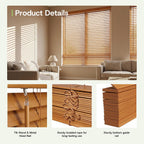 Persianas de Madera Real sin Cuerda de 2" para Interior 23"W x 48"H en Nogal Pecan Basswood