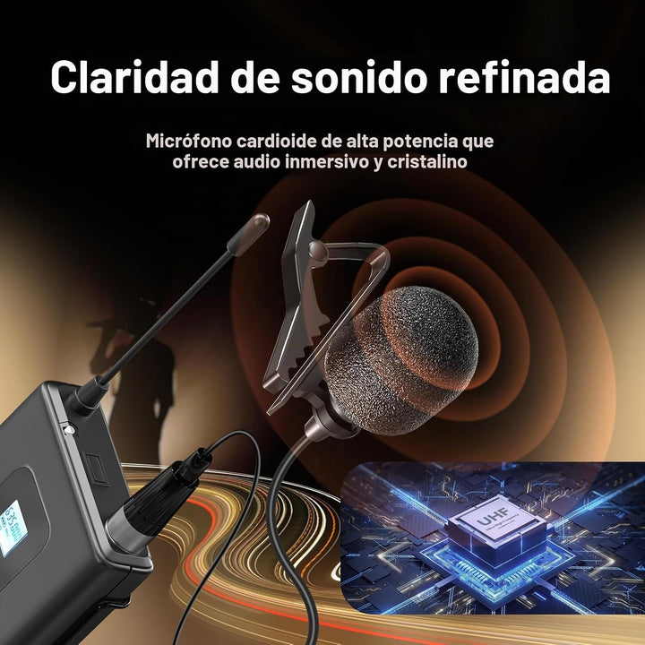 Gimkuls Sistema de micrófono inalámbrico Lavalier 4 en 1, juego de...