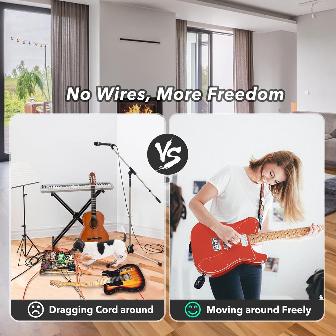 INGPARTNER Sistema de guitarra inalámbrica UHF, 2 modos, batería de...