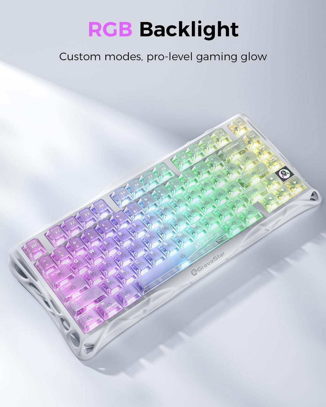 GravaStar Mercury K1 Lite 75% Teclado para Juegos, Teclado Inalámbr...