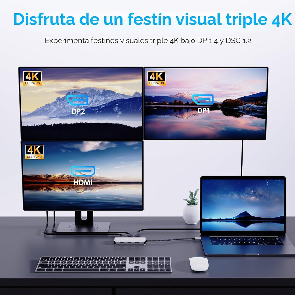 WAVLINK Estación de acoplamiento para portátil, monitores cuádruples