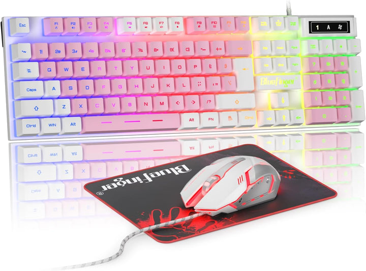 BlueFinger Combo de teclado RGB para juegos y mouse retroiluminado,...