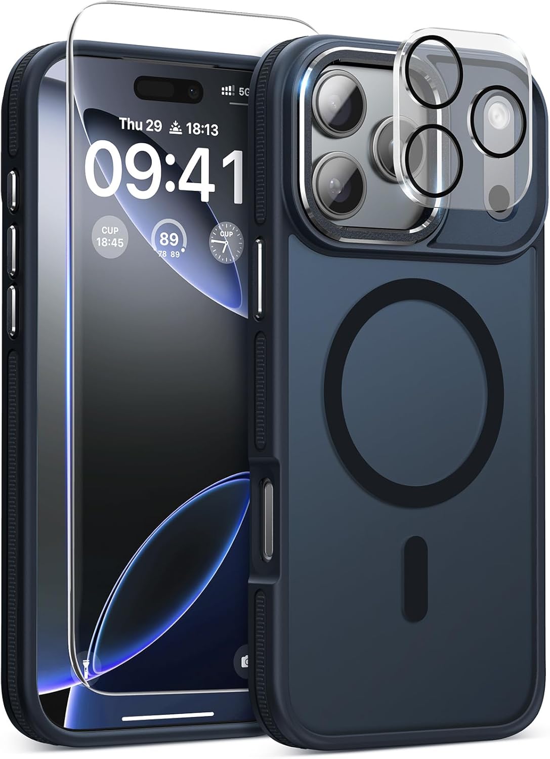 Magnetic 3 en 1 para iPhone 17 Pro Max Case, Shockproof & Bumper - negro