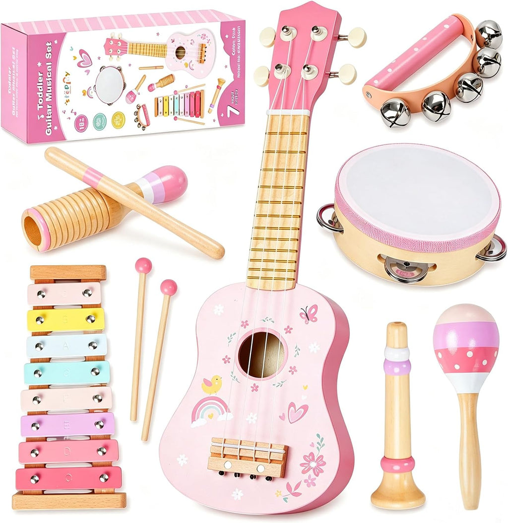 Juego de guitarra para niños pequeños, instrumentos musicales de madera