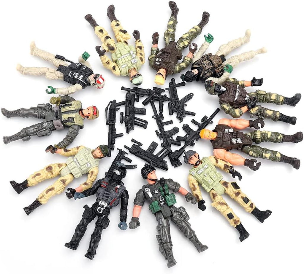 Figuras de acción de combate de las fuerzas especiales SWAT con armas militares y accesorios (12 unidades, 4 pulgadas)