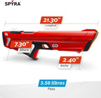 SPYRA Pistola de Agua Eléctrica, Lanzador de Agua Exterior con Pantalla LED, Rojo
