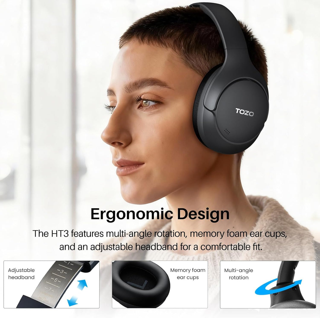 TOZO Auriculares híbridos HT3 con cancelación de ruido, batería de...
