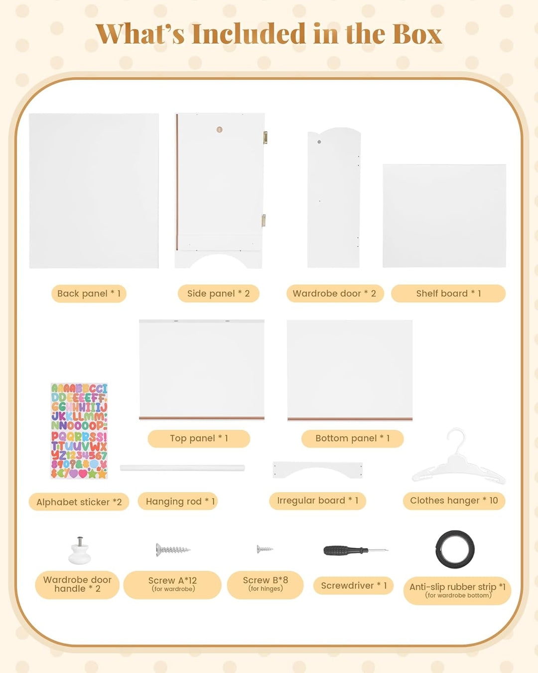 Armario de madera para muñecas de bebé con 10 perchas y estante, ar...