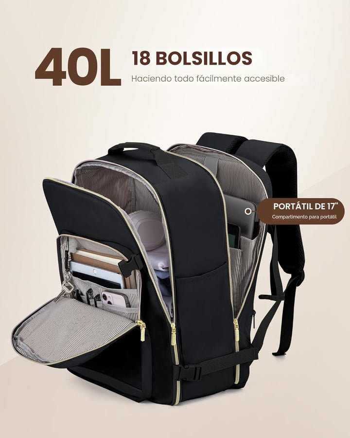 LOVEVOOK Mochila de viaje para mujeres y hombres, 40L, aprobada por...