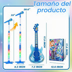 Kids Guitar y Microphone Set, Toddler Musical Instrument Toy, Blue