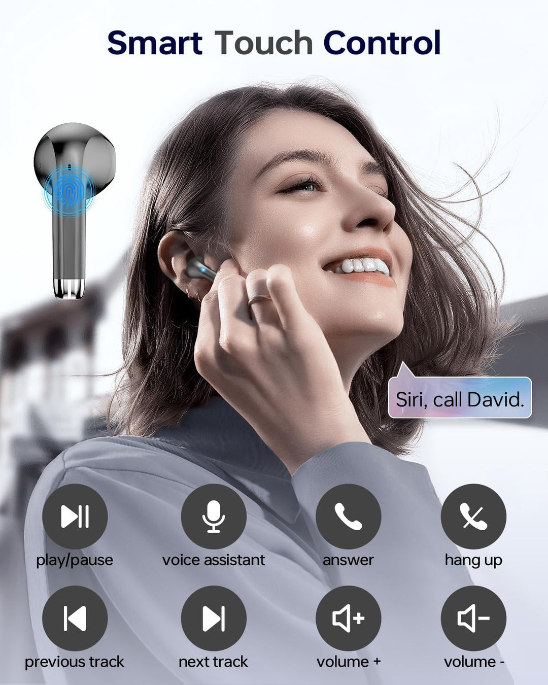 Auriculares inalámbricos Bluetooth 5.3, auriculares Bluetooth con e...