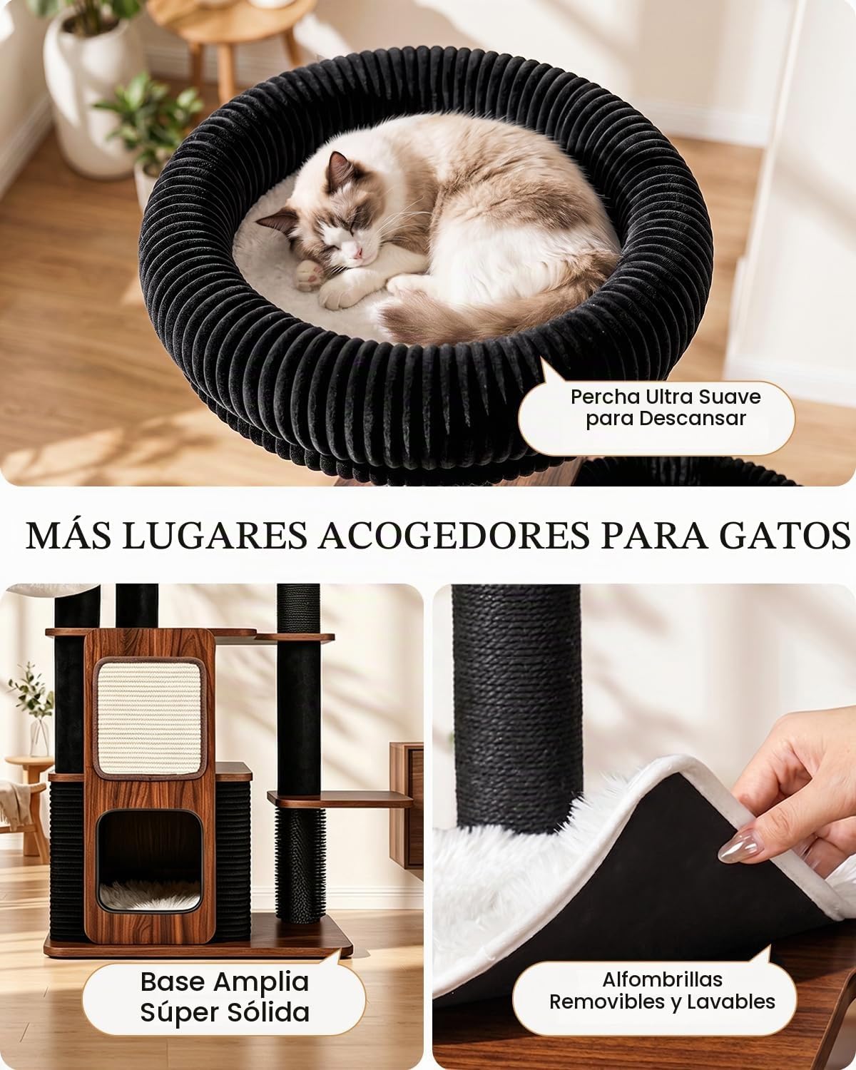 Árbol moderno para gatos de interior de 63 pulgadas