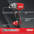 CRAFTSMAN V20 Llave de impacto inalámbrica, 1/2 pulgada, solo herramienta (CMCF921B)