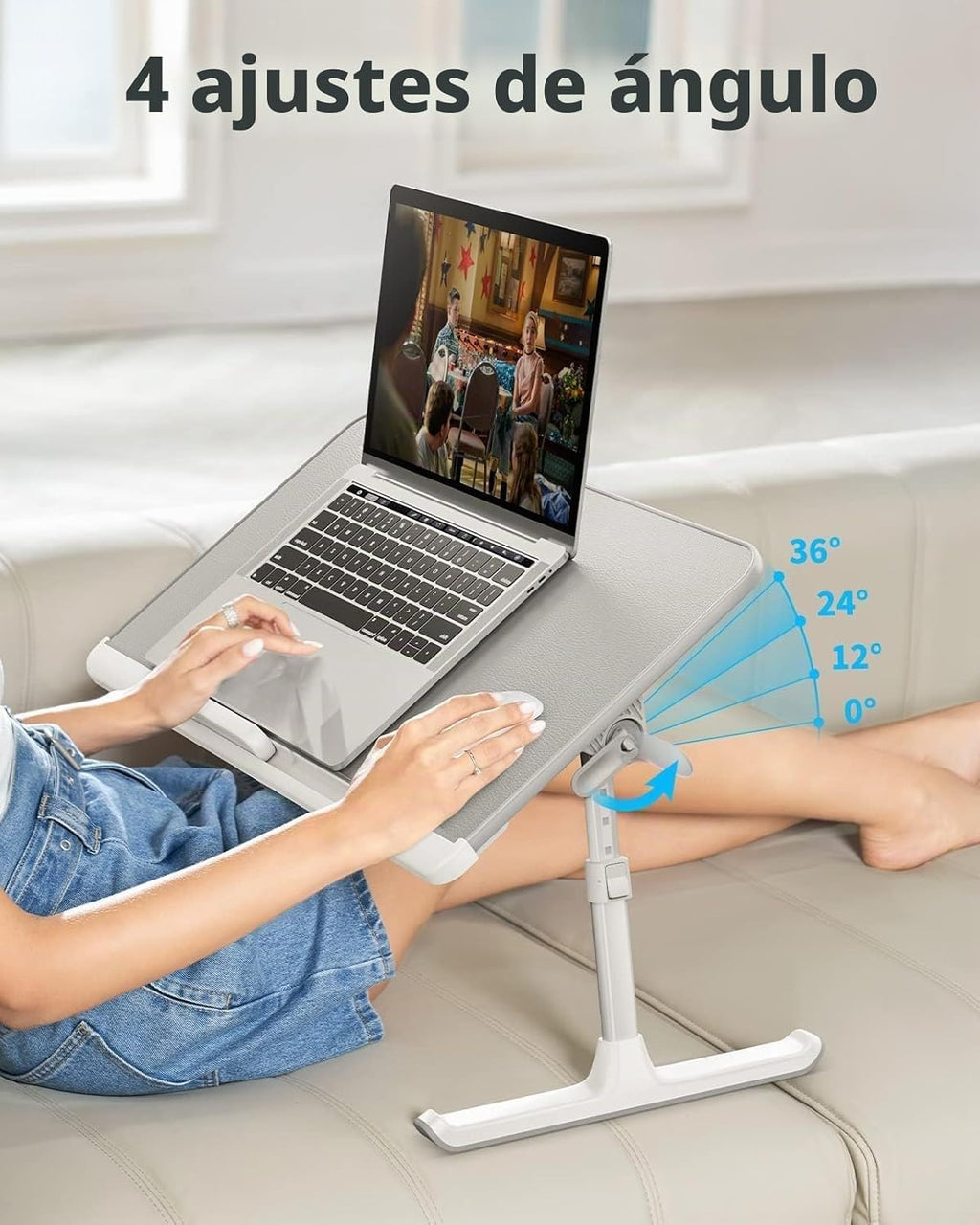 SAIJI Bandeja para Laptop para Cama - Mesa de Regazo Ajustable para Sofá (Gris)