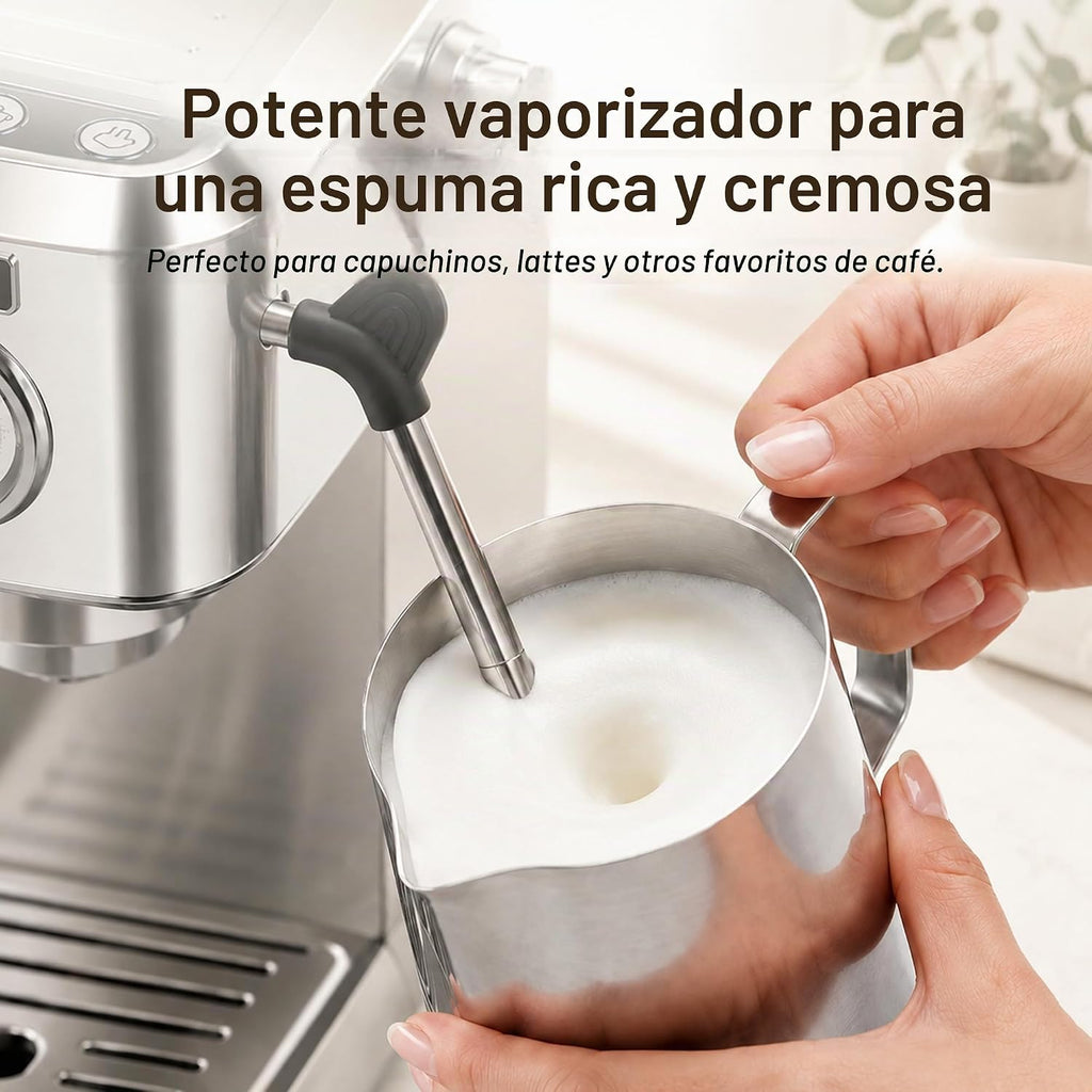 MEGAWISE Máquina de café expreso, cafetera con espumador de leche, cafetera