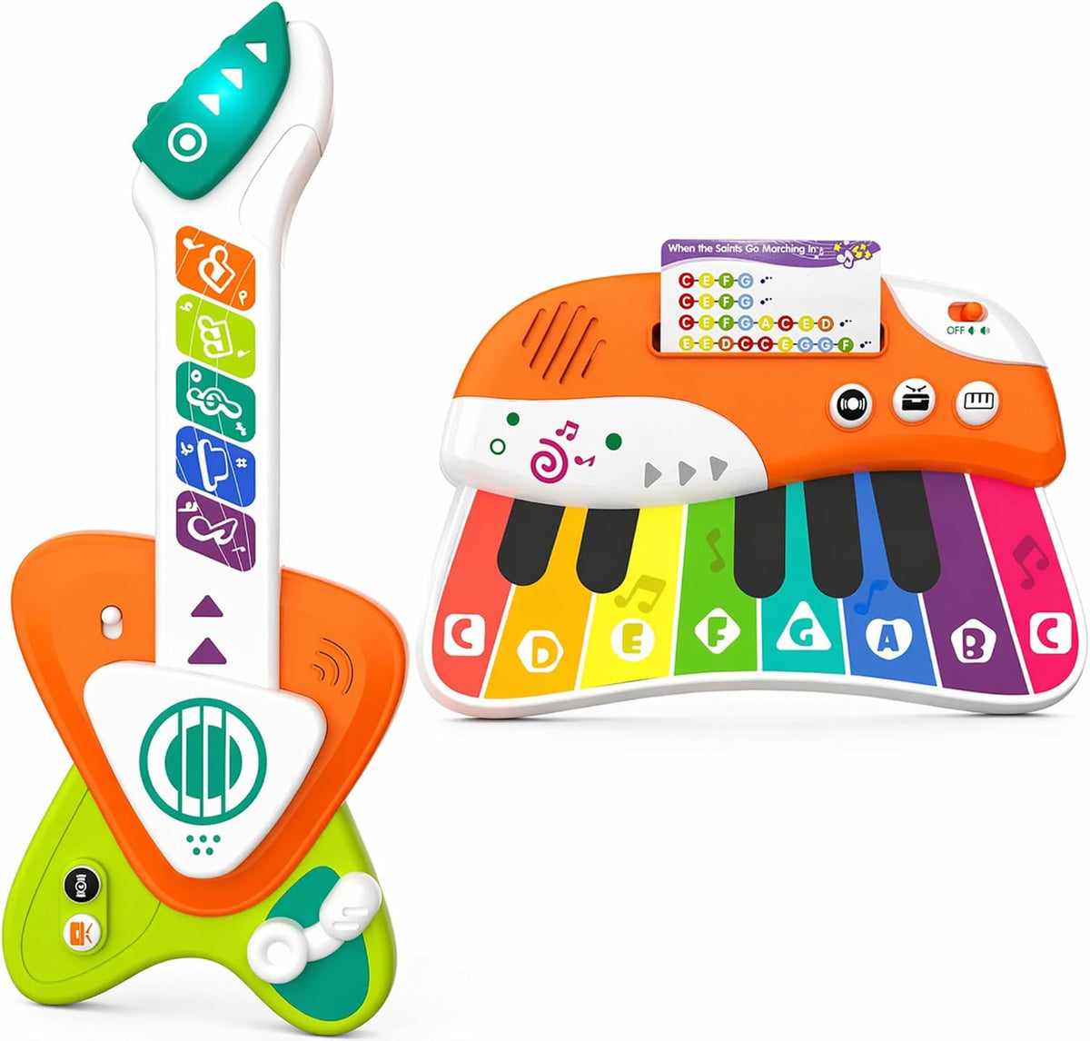 Juguete de guitarra para niños pequeños, guitarra táctil 2 en 1 y piano