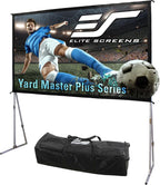 Elite Screens Yard Master Plus, pantalla portátil ajustable en altura de 145 pulgadas 16:9, pantalla de proyección para cine al aire libre y en interiores, 4K HD, proyección frontal, empresa con sede