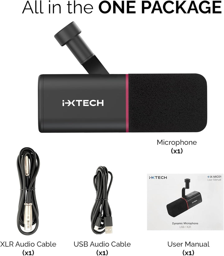 IXTECH Micrófono dinámico cardioide con cubierta de micrófono, micr...
