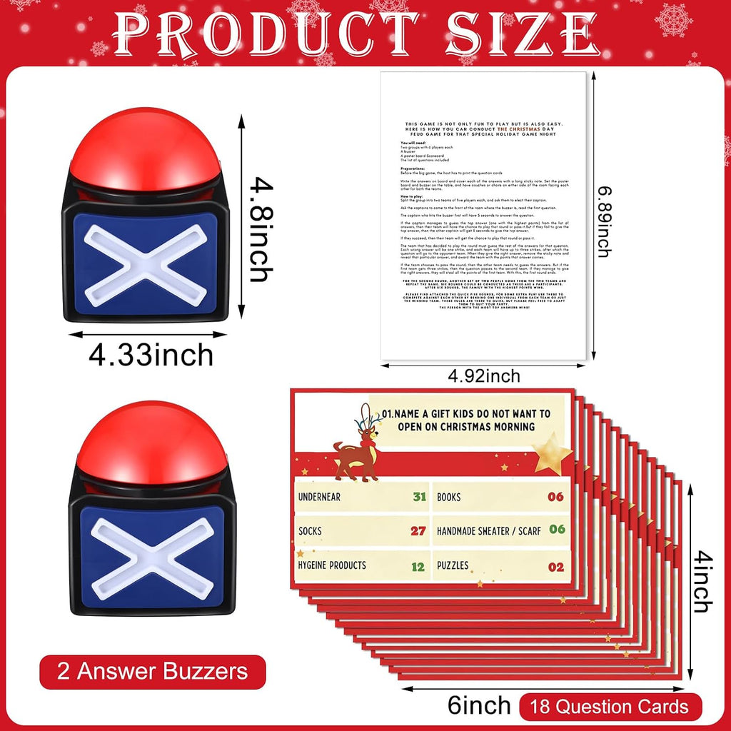 Syhood Juego de cartas navideño con 2 zumbadores de respuesta