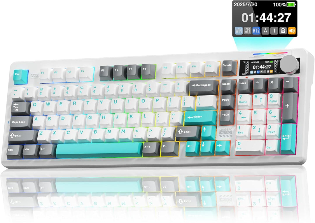 LINGBAO K98 PRO Teclado Mecánico Inalámbrico al 96%, con Pantalla y...