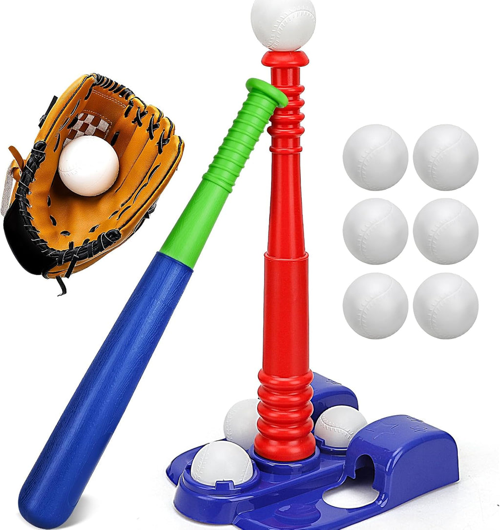 TOY Life Tball Set para niños de 3-5 y 5-8 años – Juego de camiseta de béisbol y bate para niños pequeños con guante y 6 pelotas – Regalo ideal para jugar al aire libre y entrenamiento de principiantes