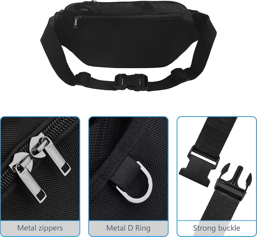 Riñonera deportiva para hombres y mujeres, riñonera al aire libre con 6 bolsillos con cremallera, bolsa de gran capacidad con cinturón ajustable para viajes, senderismo, ciclismo, entrenamiento,