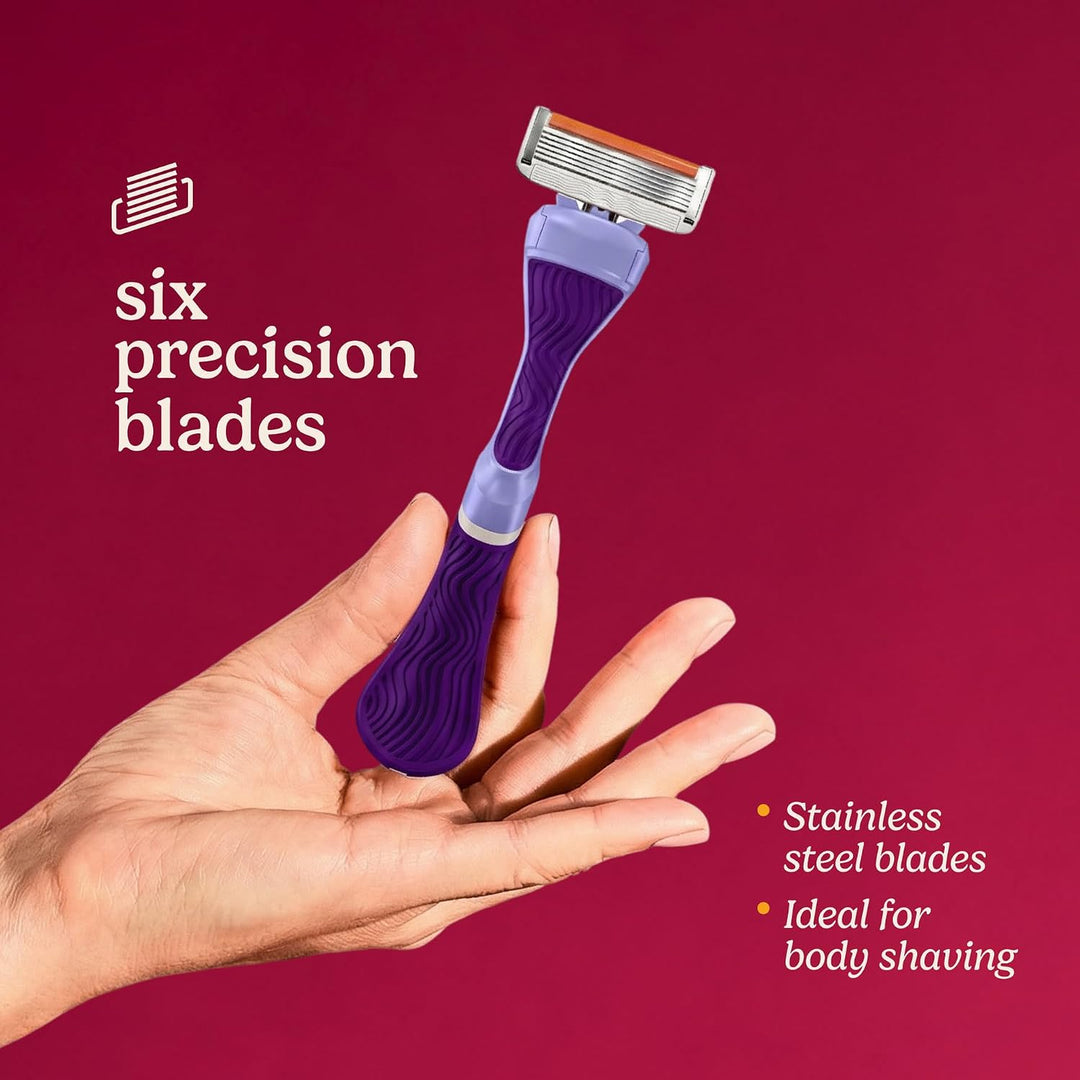 Dollar Shave Club Para mujeres | 1 mango de agarre ondulado morado,...