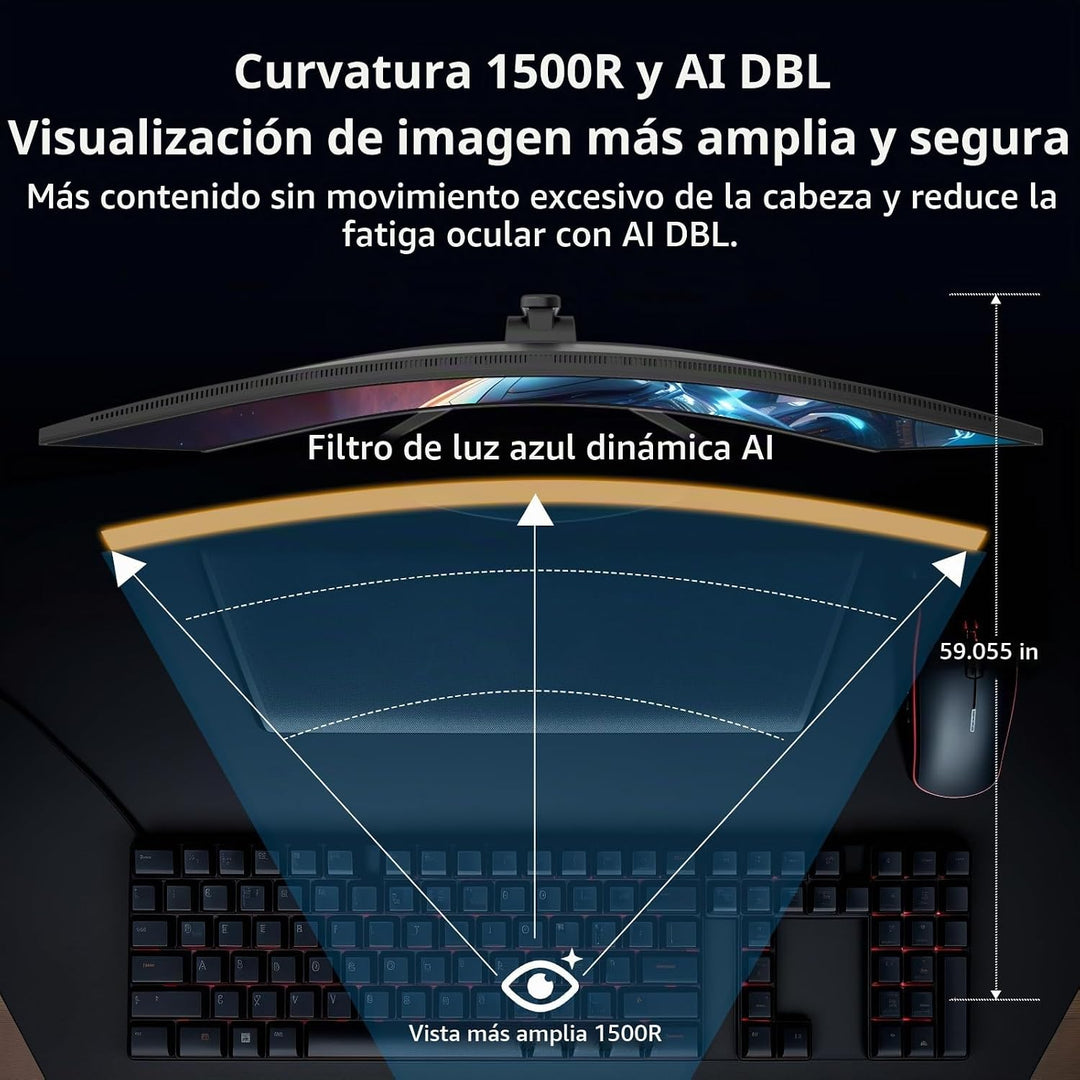 SANSUI Monitor curvo para juegos de 34 pulgadas UWQHD 3440 x 1440P...