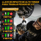 Llave de impacto inalámbrica de 1/2 pulgada compatible con batería Dewalt de 20 V, 1600 pies-libras (2200 N.m), pistola de impacto de alto par resistente, destornillador de impacto de energía eléctrica sin escobillas con 4 modos de velocidad y luz de trab