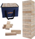 Giant Tumble Tower Game, Large Tumbling Tower Stacking a Over 4 FT 54pcs Wooden Jumbo Blocks para Outside Yard Games con Carry Case Timber Stacking Game Night Toy Gift para Kids Adults Family