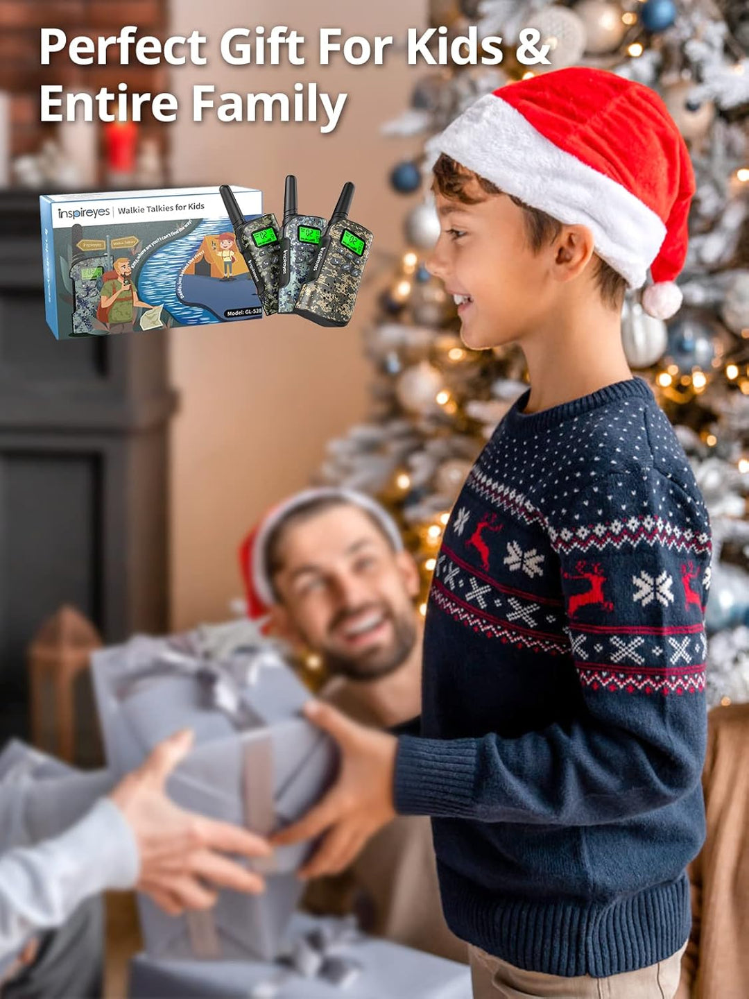 Inspireyes Walkie Talkies para niños recargables, juguetes para niñ...