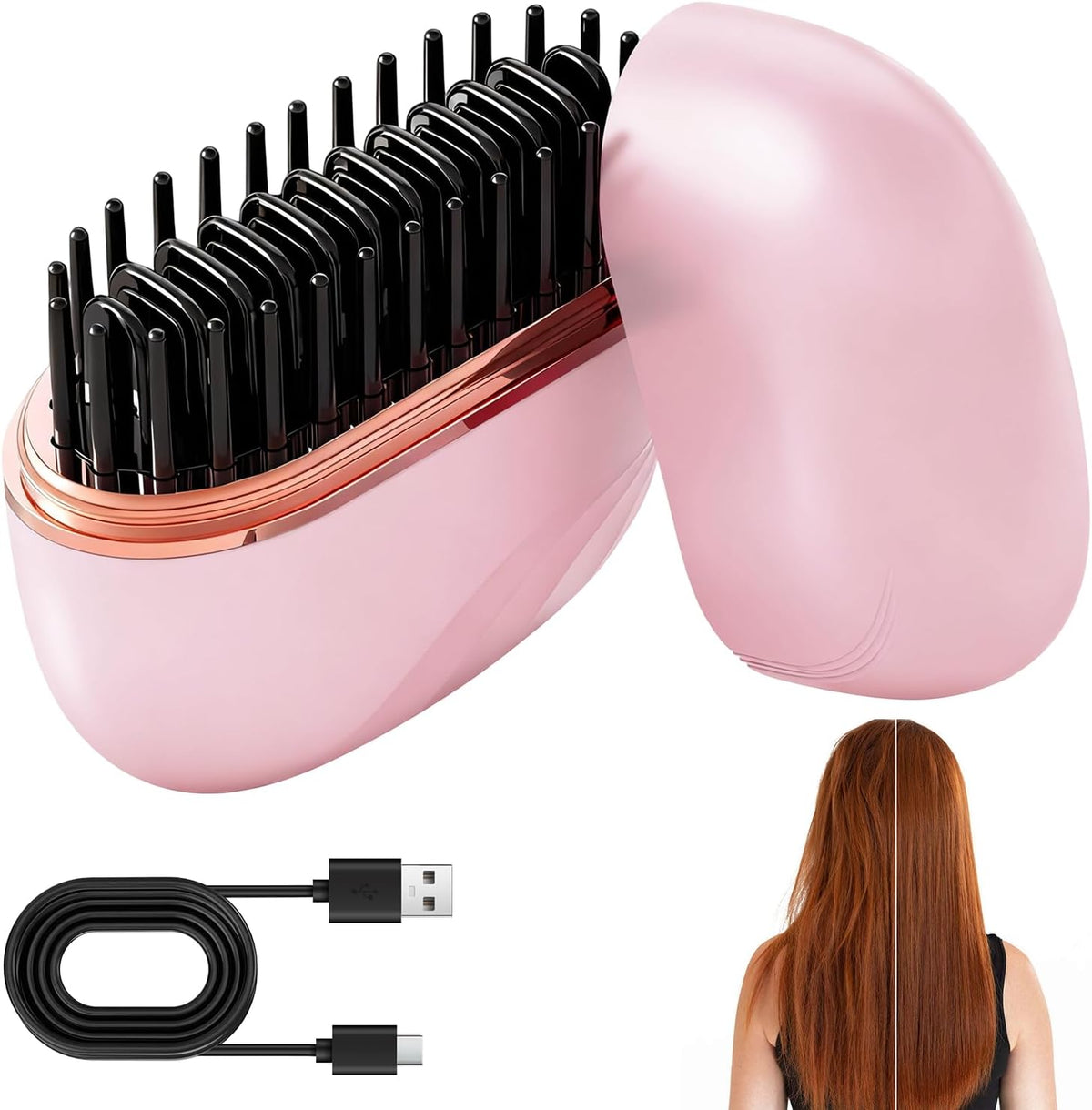 Plancha de pelo mini, cepillo alisador de pelo recargable portátil,...