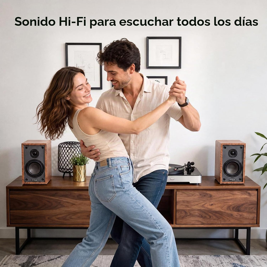 Dayton Audio Par de bocinas de estante Classic B40A con Bluetooth (Madera, 4 pulgadas)