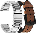 Fullmosa Correa de reloj de liberación rápida de acero inoxidable de 0.787 in y correa de reloj de cuero de silicona de 0.787 in marrón+hebilla negra, Classic