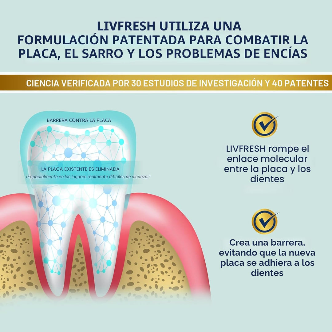 LivFresh Gel de pasta de dientes, clínicamente probado para elimina...