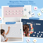 Phonics - Azulejos magnéticos de letras, juegos de fonética para ABC