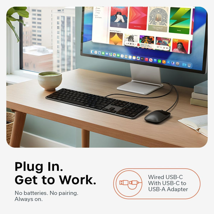Satechi Combo de teclado y mouse con cable, Slim CLX3 con conectivi...