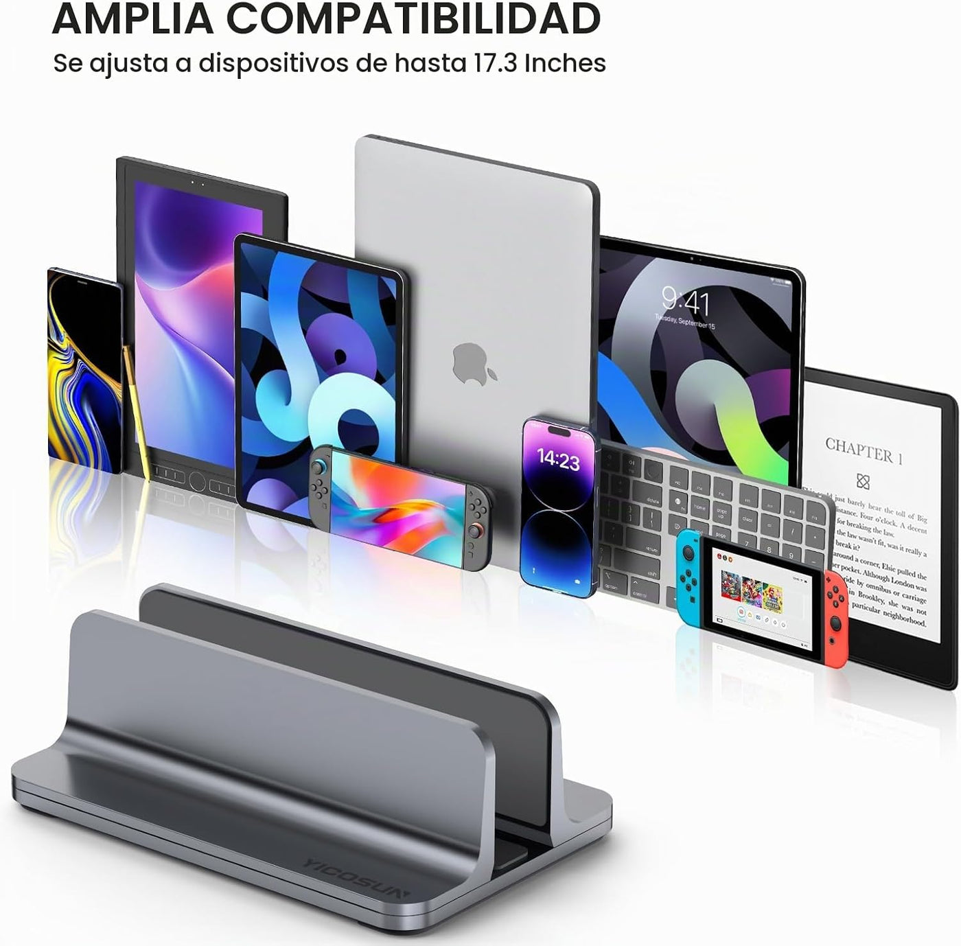 YICOSUN Soporte vertical de aluminio para laptop para escritorio, b...