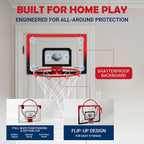 Aro de baloncesto interior sobre la puerta con balón silencioso
