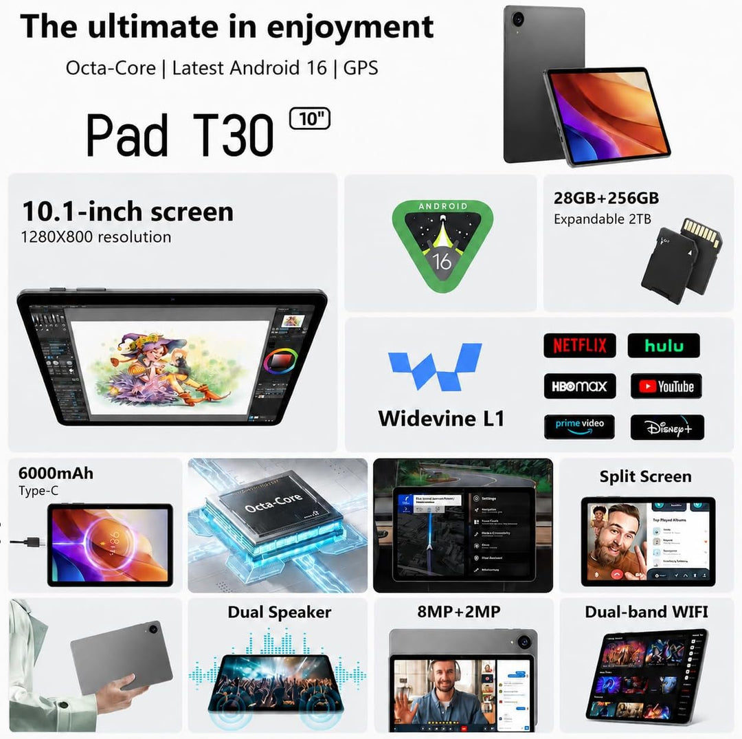 Tablet Android 16 - Tabletas de 10.1 pulgadas, 28GB RAM 256GB ROM 2...