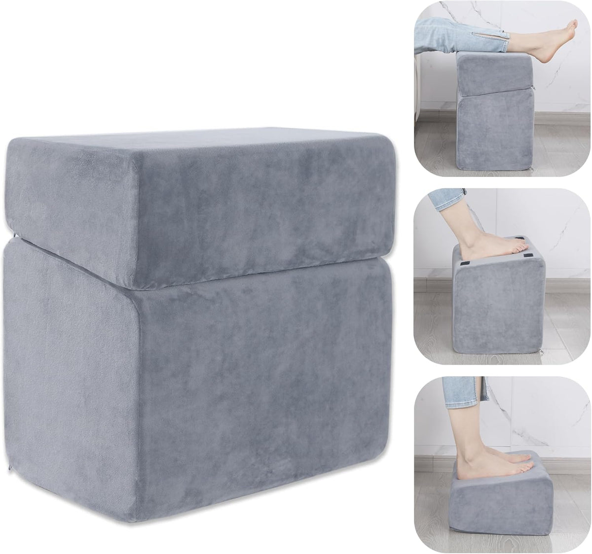 Lámpara Reposapiés para debajo del escritorio, reposapiés ergonómico de oficina con 3 alturas ajustables, reposapiés de espuma viscoelástica de alta densidad para el hogar, viajes, avión con funda lavable