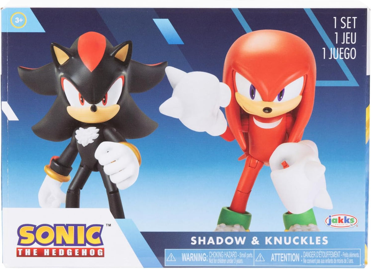 JAKKS Pacific Sonic The Hedgehog - Figura de acción de 4 pulgadas, paquete de 2 Knuckles & Shadow