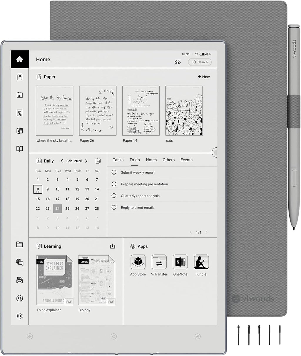 VIWOODS AiPaper - Tableta AI E Ink de 10.65 pulg.