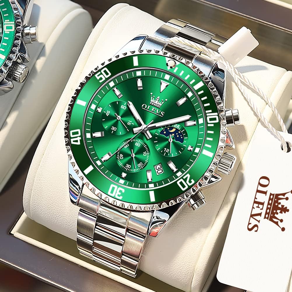 OLEVS Relojes para hombre, de cara grande, de acero inoxidable, resistente al agua, con fecha, analógicos, de cuarzo, modernos, de negocios, relojes de pulsera para hombre