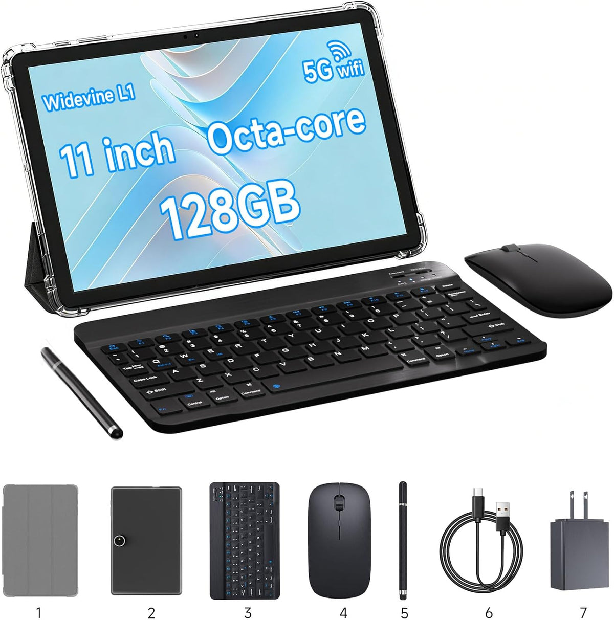 Tableta de 11 pulgadas 2 en 1, 18GB + 128GB, Tableta Android 15, 1T...
