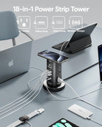 Estación de Carga USB de 115W, Torre de regleta con 9 tomas AC y 8 USB