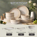 SMIRLY Juego de vajilla de cerámica para 4, 12 piezas, juego de platos y