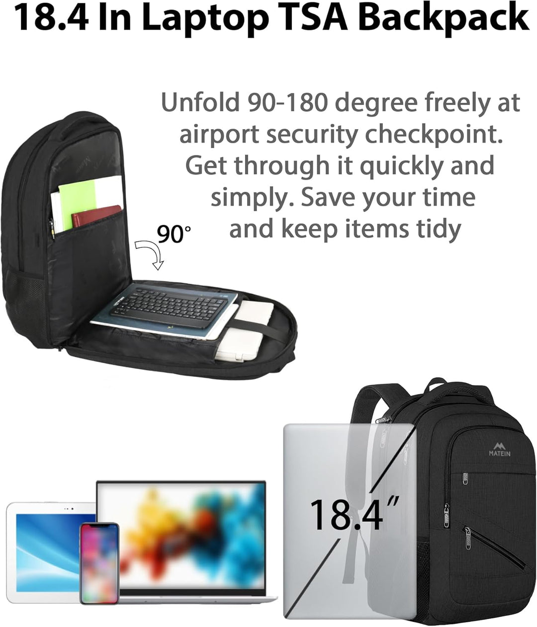 MATEIN Mochila para laptop de 18.4 pulgadas de 50 litros, mochila d...