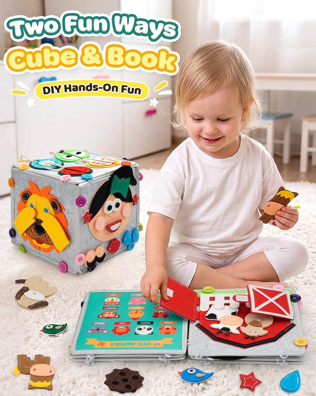 Libro de actividades para niños pequeños, tablero de actividades Mo...