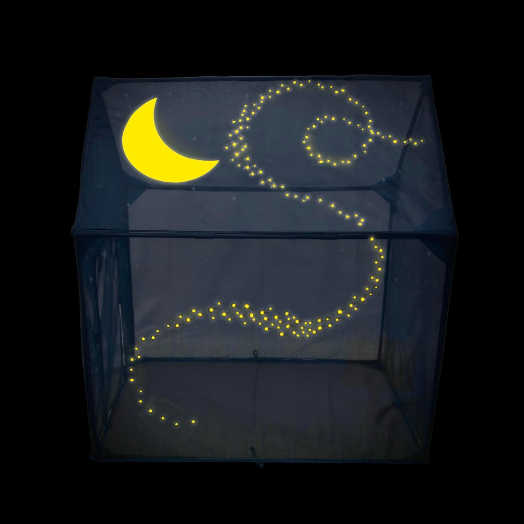 Pacific Play Tents Casa de juegos de luciérnaga que brilla en la oscuridad para niños, tienda de campaña infantil para interiores y exteriores con malla que no se transparenta, marco de PVC ligero y bolsa de transporte con cremallera, 39 x 27 x 43